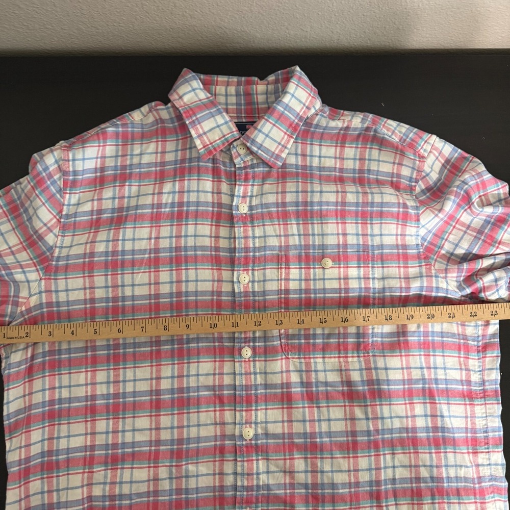 Vineyard Vines Slim‎ Longshore Shirt Mens Large Pink Plaid Long Sleeve Classic - Picture 2 of 7
